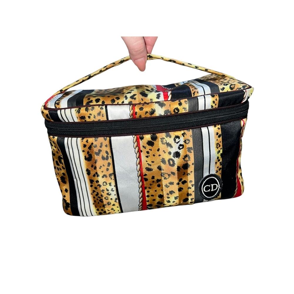 Vintage Christian Dior Animal Print Makeup Cosmetic Travel Toiletry Bag Case